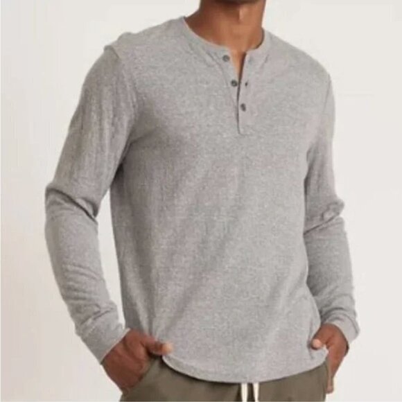 Marine Layer | Men’s Double Knit Henley Long Sleeve Pullover Shirt Grey Size M/L - Picture 2 of 12